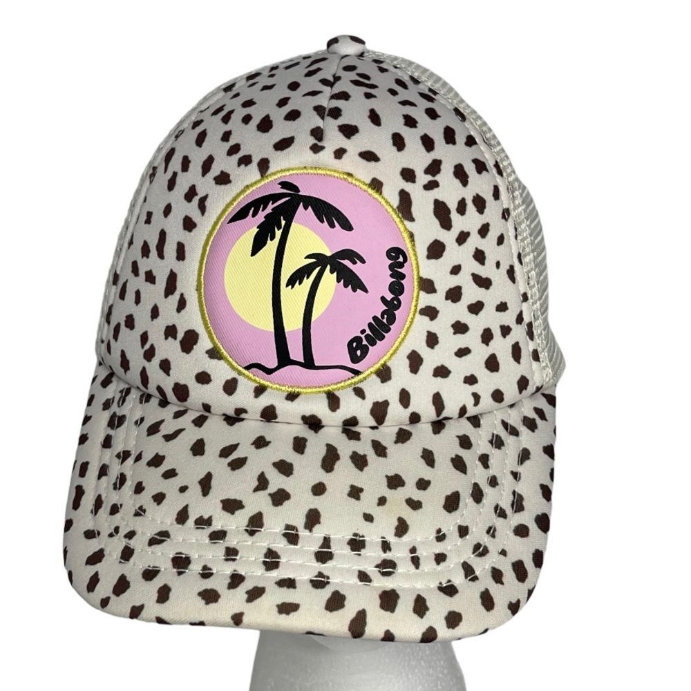 Billabong Animal Spotted Snapback Hat Breathable Mesh Palm Trees Patch Youth OS